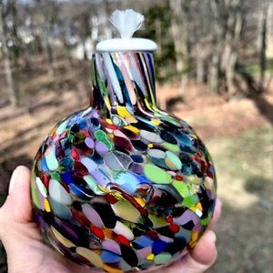 NWOT Handblown Round Glass Oil Lamp/Bud Vase